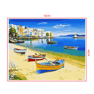 DIY Painting by number kit | Beautiful view of the seaside