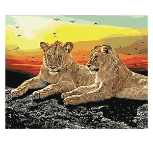 DIY Painting by number kit | Leopard couple