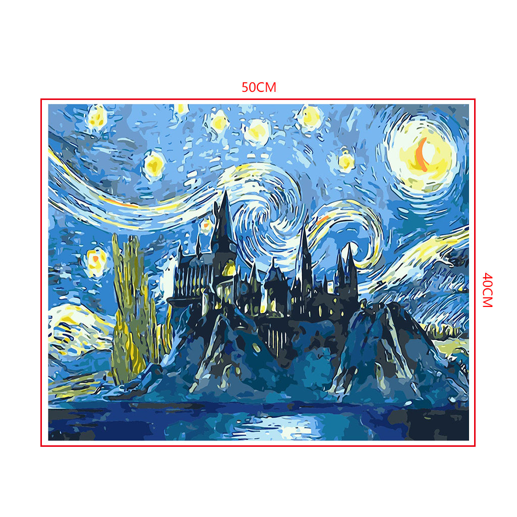DIY Painting by number kit | Castle under the stars