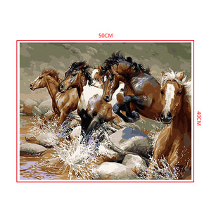 DIY Painting by number kit | Horses galloping