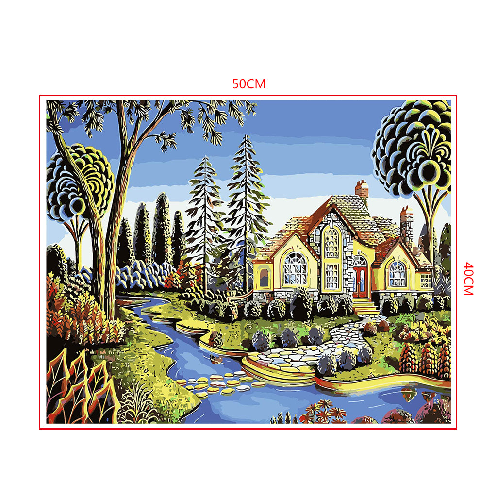 DIY Painting by number kit | Cartoon house