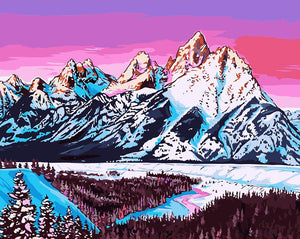 DIY Painting by number kit | Beautiful snow mountain