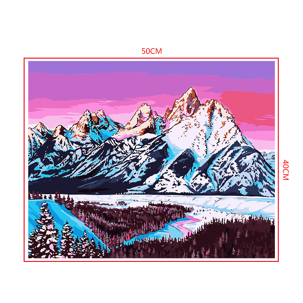 DIY Painting by number kit | Beautiful snow mountain