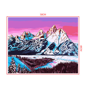 DIY Painting by number kit | Beautiful snow mountain