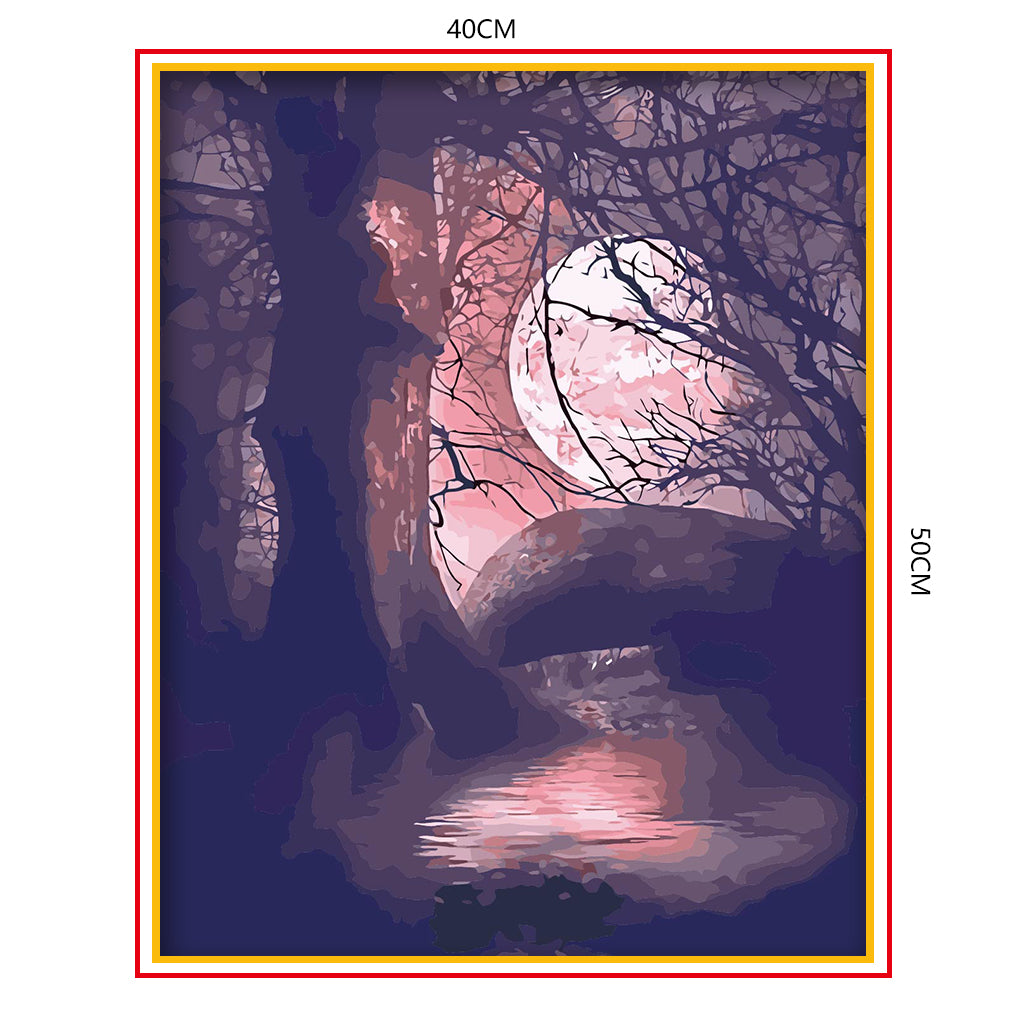 DIY Painting by number kit | Tree under the big moon