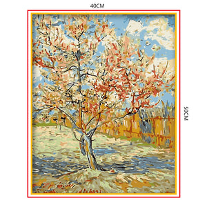 DIY Painting by number kit | Blooming peach blossom