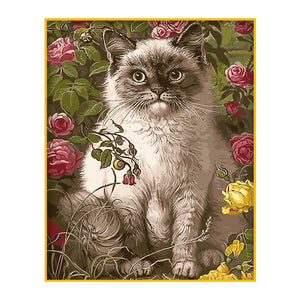 DIY Painting by number kit | Cat in the flowers