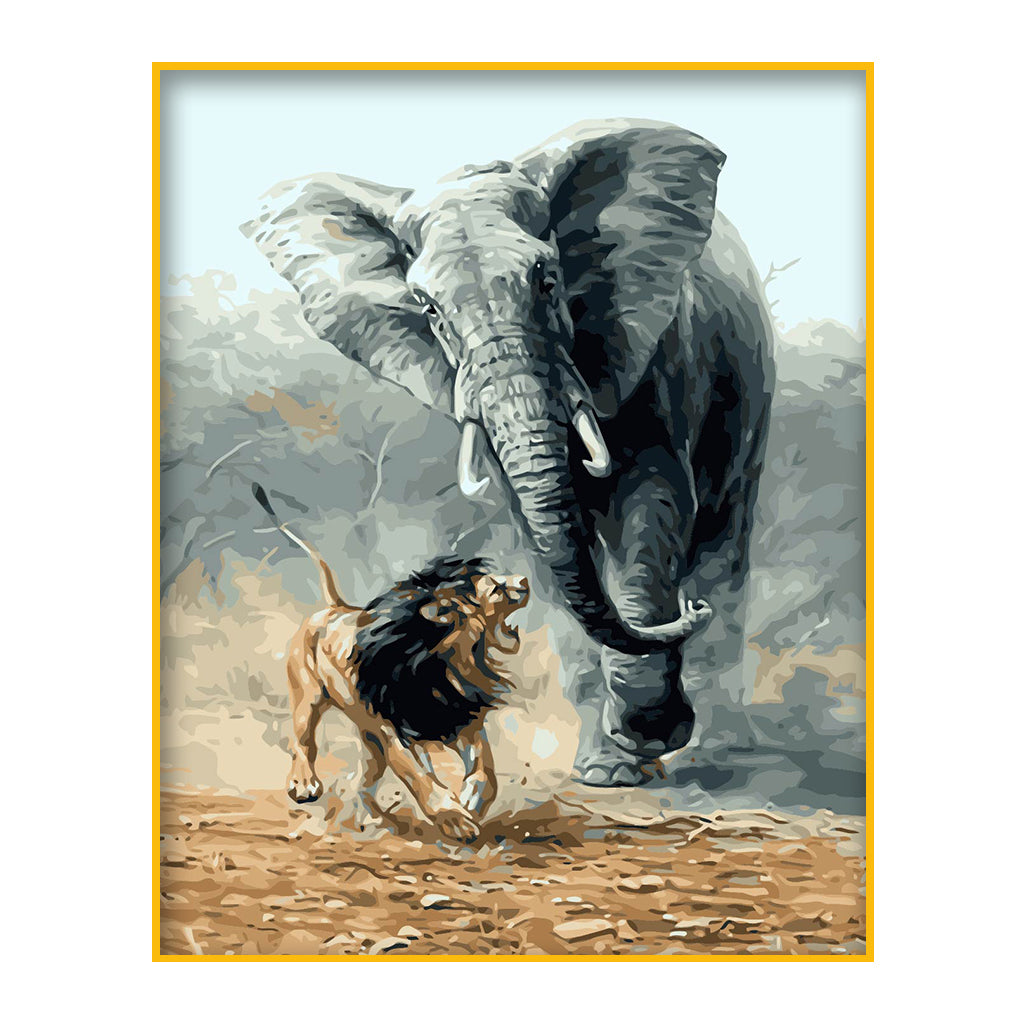 DIY Painting by number kit | Elephant and lion