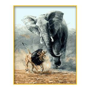 DIY Painting by number kit | Elephant and lion