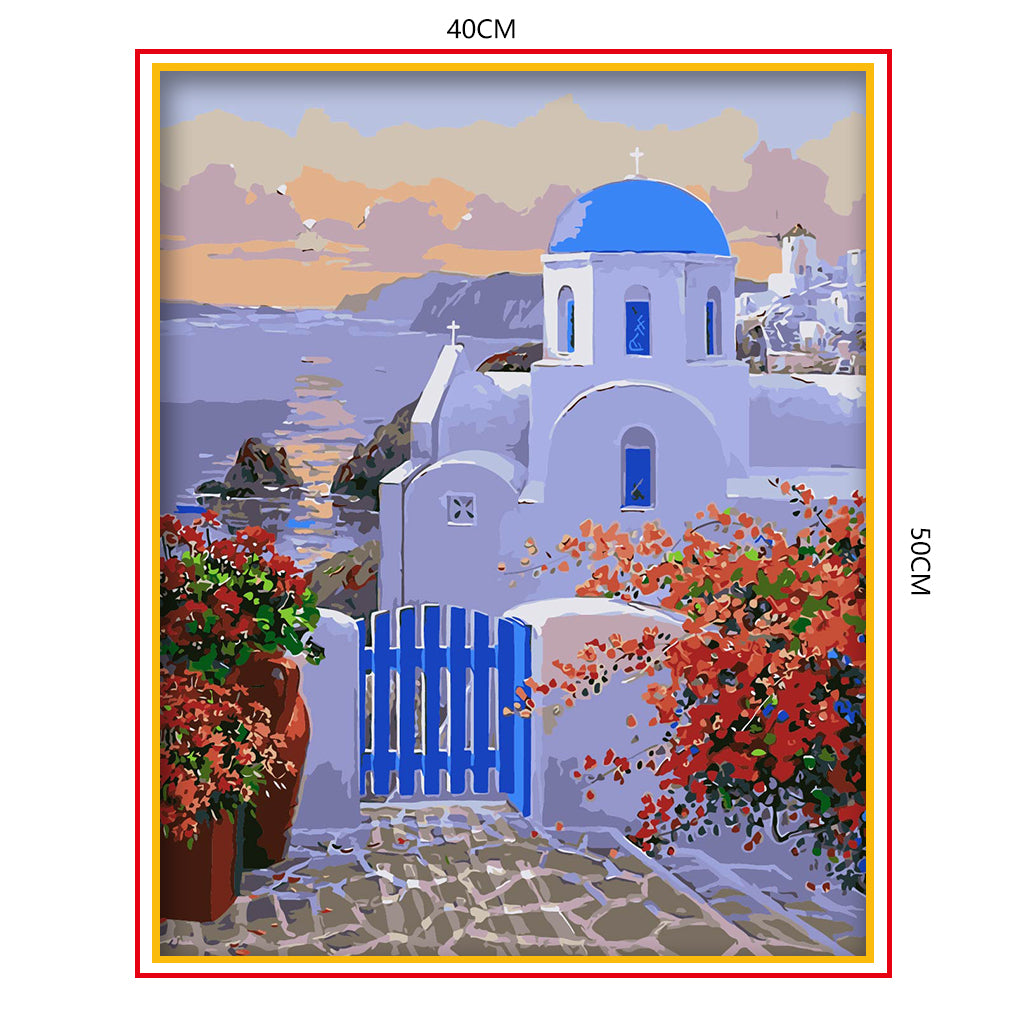 DIY Painting by number kit | Beautiful view of the Aegean Sea