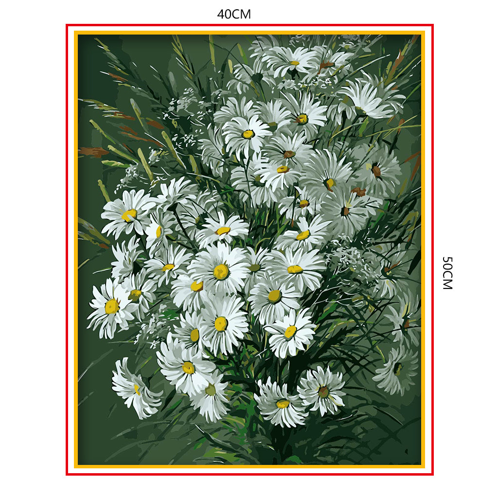 DIY Painting by number kit | White daisy flower