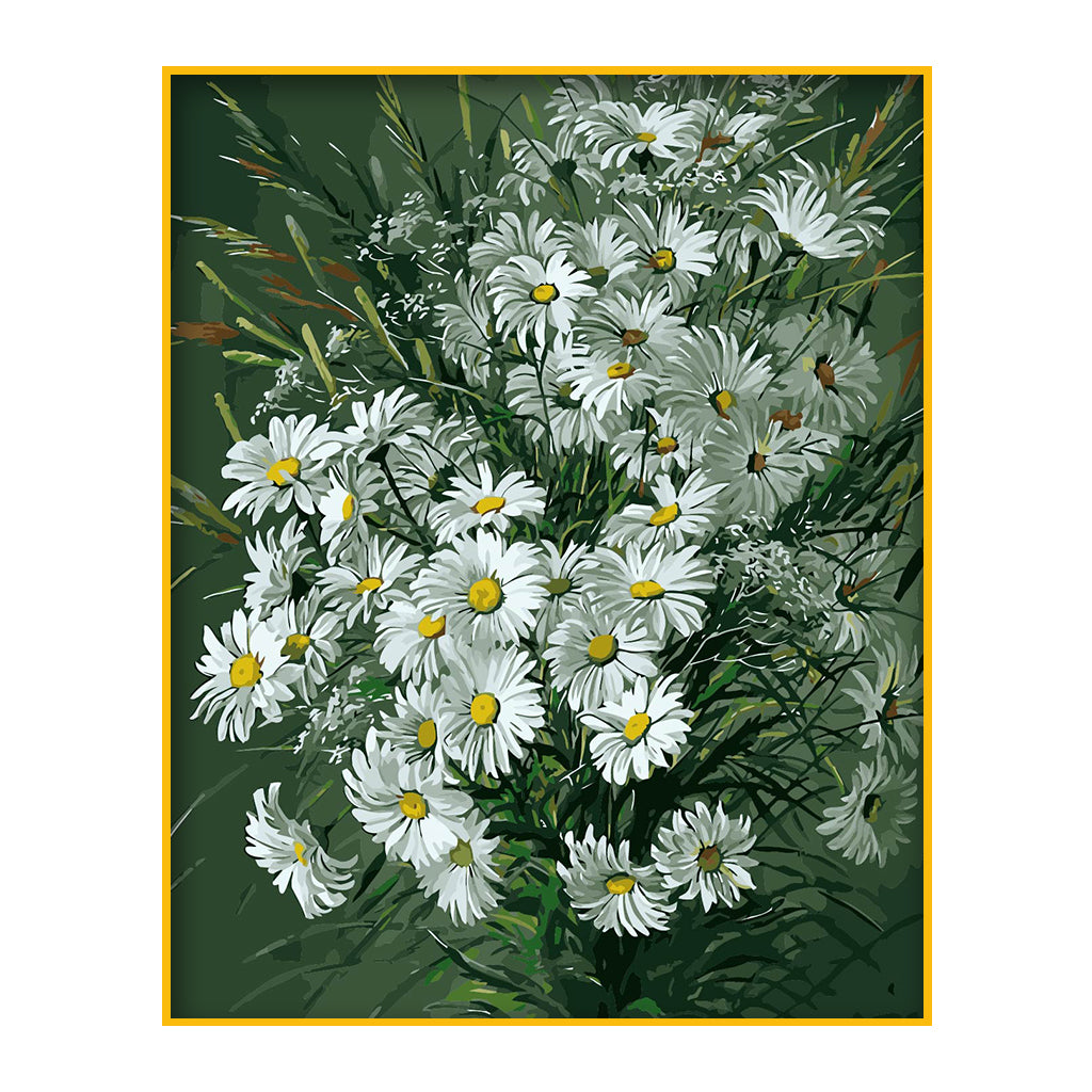 DIY Painting by number kit | White daisy flower