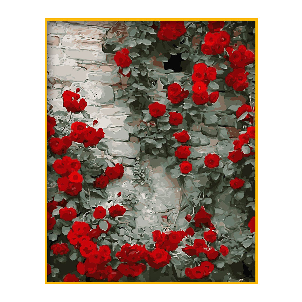 DIY Painting by number kit | Rose growing on the wall