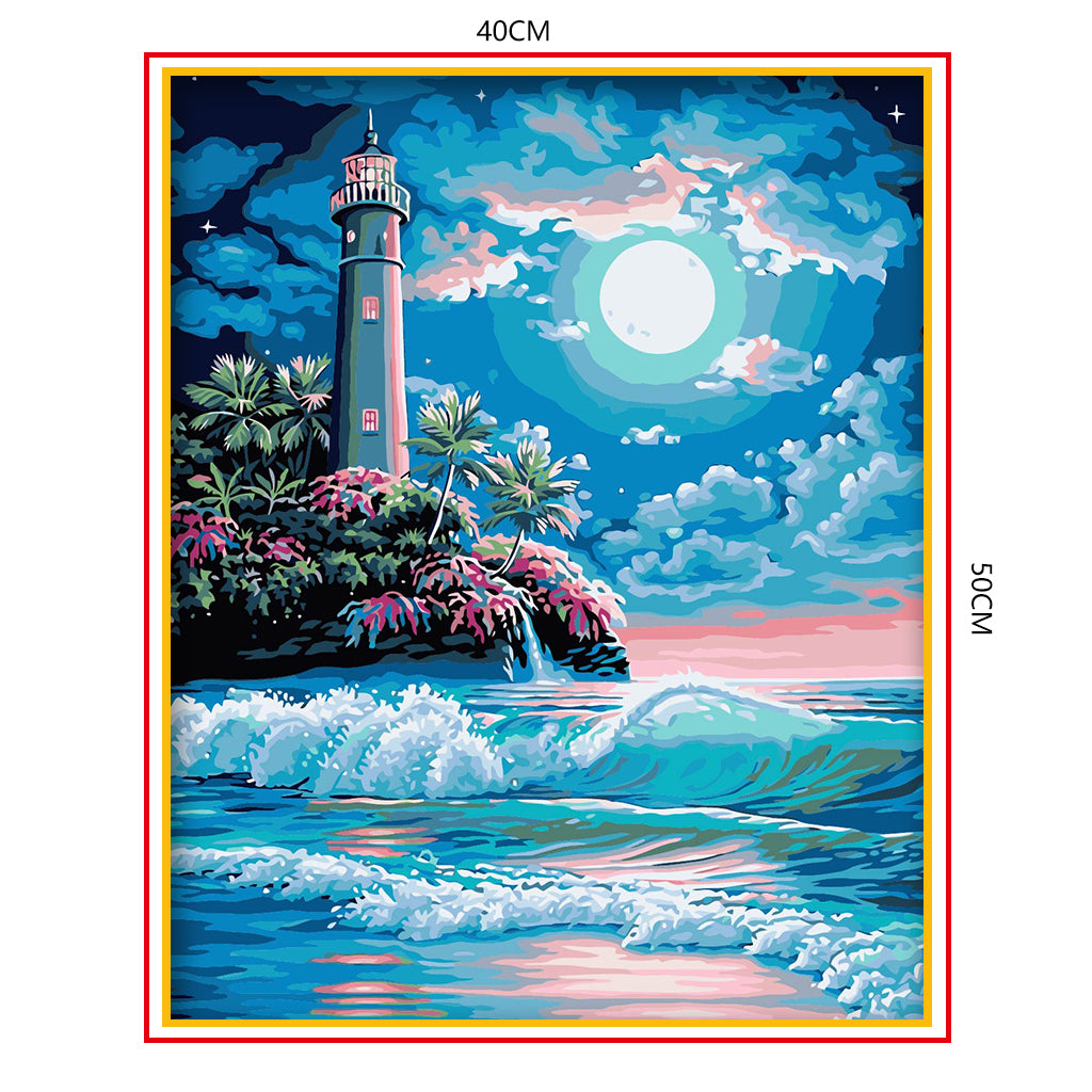 DIY Painting by number kit | Lighthouse by the sea