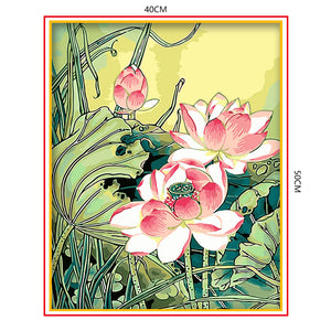 DIY Painting by number kit | Lotus leaf and lotus