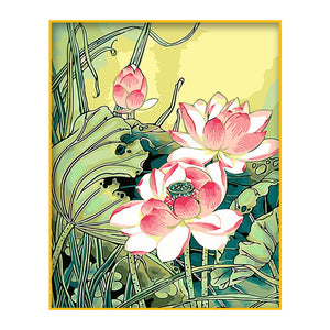 DIY Painting by number kit | Lotus leaf and lotus
