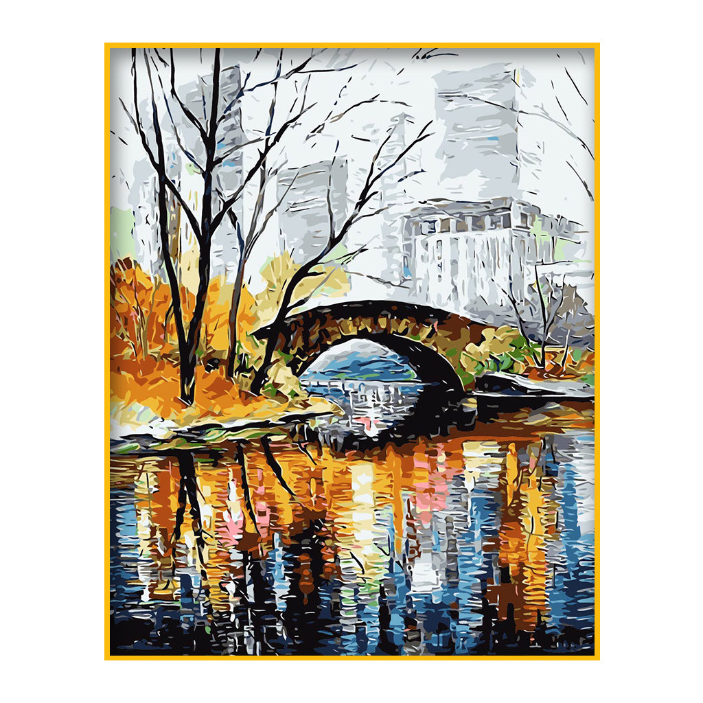DIY Painting by number kit | Bridge scenery