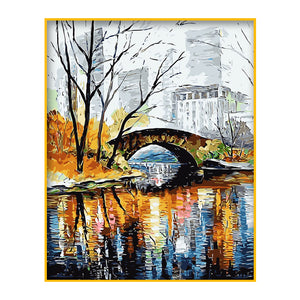 DIY Painting by number kit | Bridge scenery