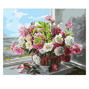 DIY Painting by number kit | Beautiful flowers on vase