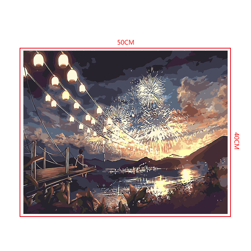 DIY Painting by number kit | Girl watching fireworks