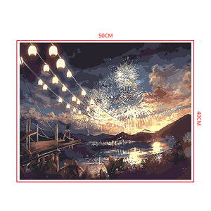 DIY Painting by number kit | Girl watching fireworks
