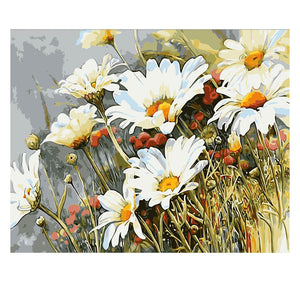 DIY Painting by number kit | White daisy flowers
