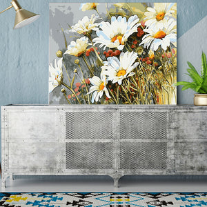 DIY Painting by number kit | White daisy flowers