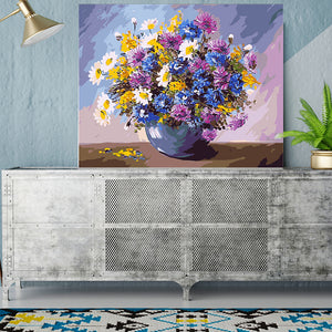DIY Painting by number kit | Colorful flowers