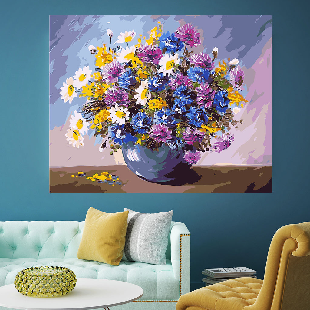DIY Painting by number kit | Colorful flowers
