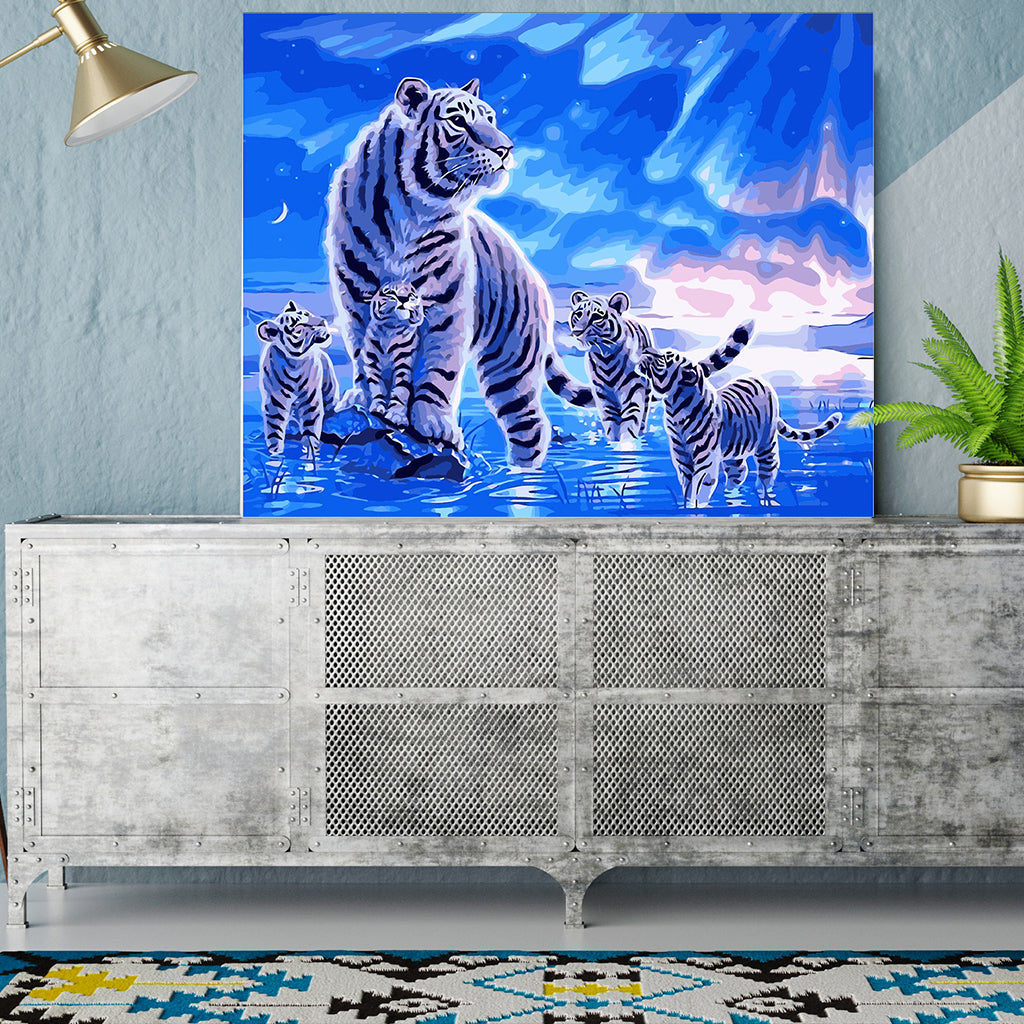 DIY Painting by number kit | Tiger Father and Son
