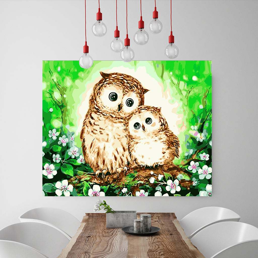 DIY Painting by number kit | Cute owls