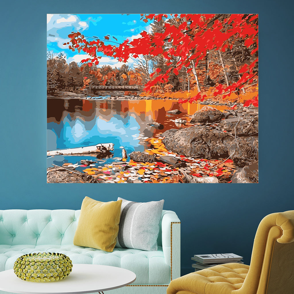 DIY Painting by number kit | Lake scenery