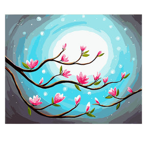 DIY Painting by number kit | Beautiful peach blossom