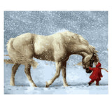 DIY Painting by number kit | White horse and a child
