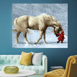 DIY Painting by number kit | White horse and a child