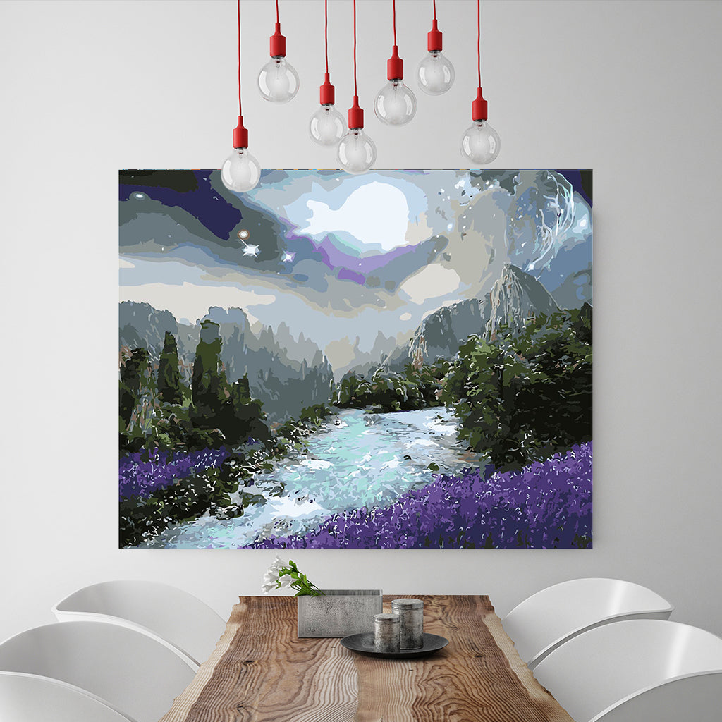 DIY Painting by number kit | Mountain river