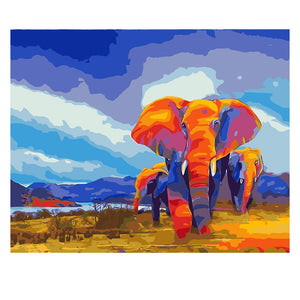 DIY Painting by number kit | Wild elephants