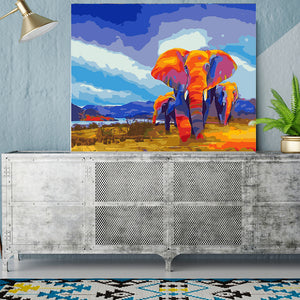 DIY Painting by number kit | Wild elephants