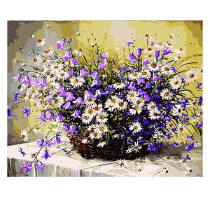 DIY Painting by number kit | White daisy flowers