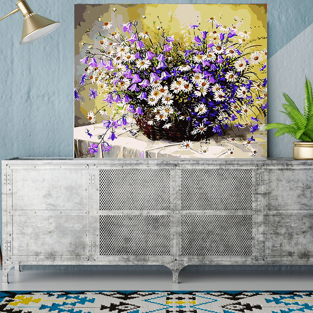 DIY Painting by number kit | White daisy flowers