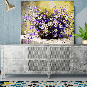 DIY Painting by number kit | White daisy flowers