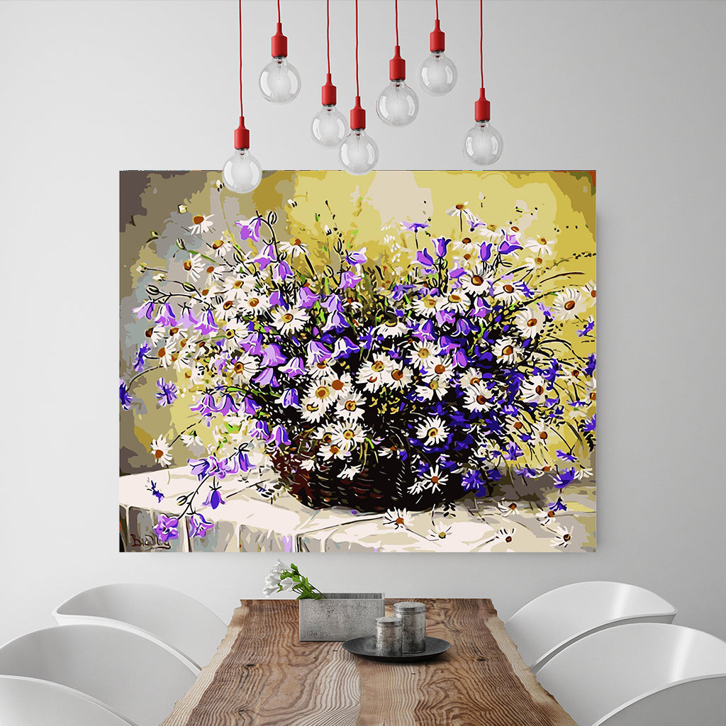 DIY Painting by number kit | White daisy flowers