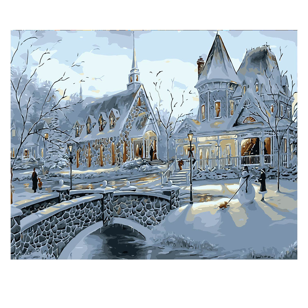 DIY Painting by number kit | Beautiful snow scene