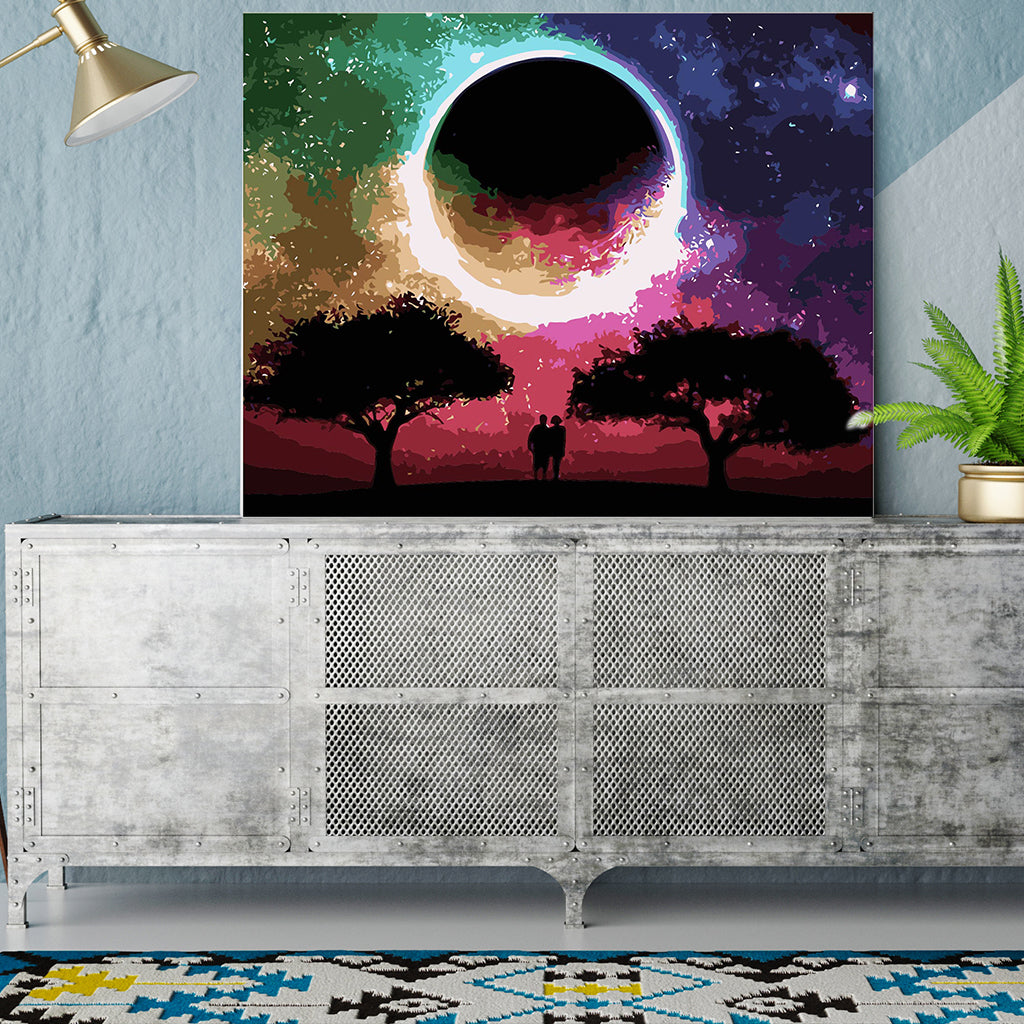 DIY Painting by number kit | Couple under the big moon