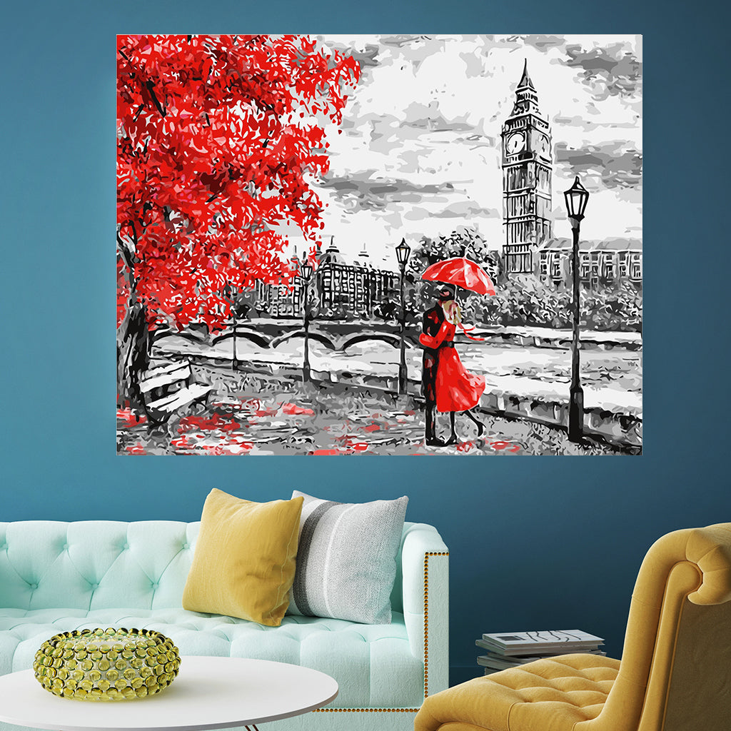 DIY Painting by number kit | Couple under the red tree