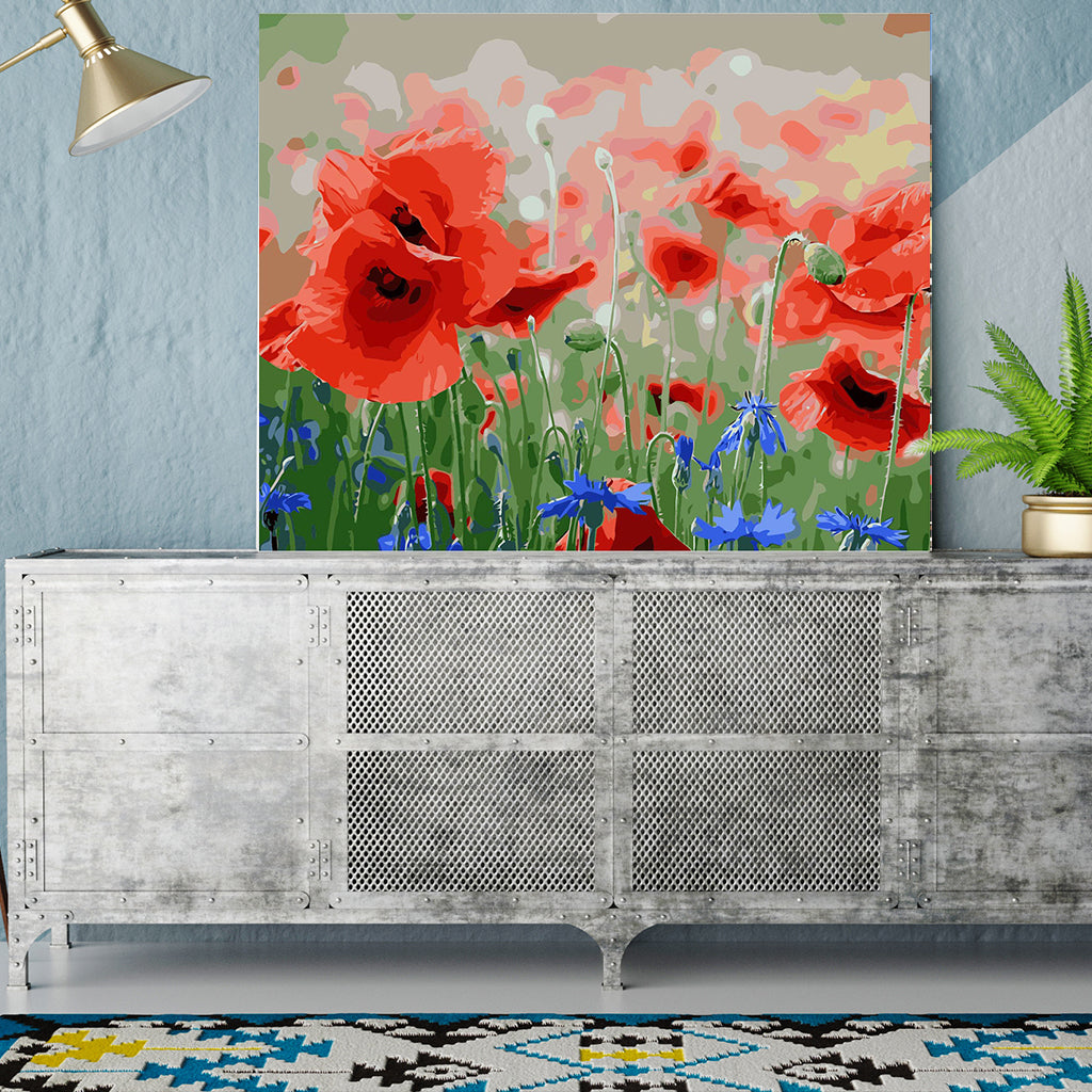DIY Painting by number kit | Red flowers