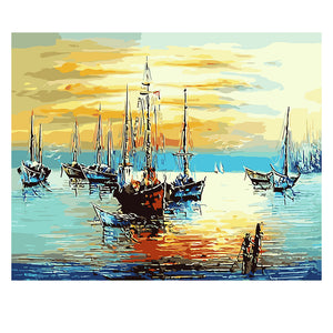 DIY Painting by number kit | Sailboats