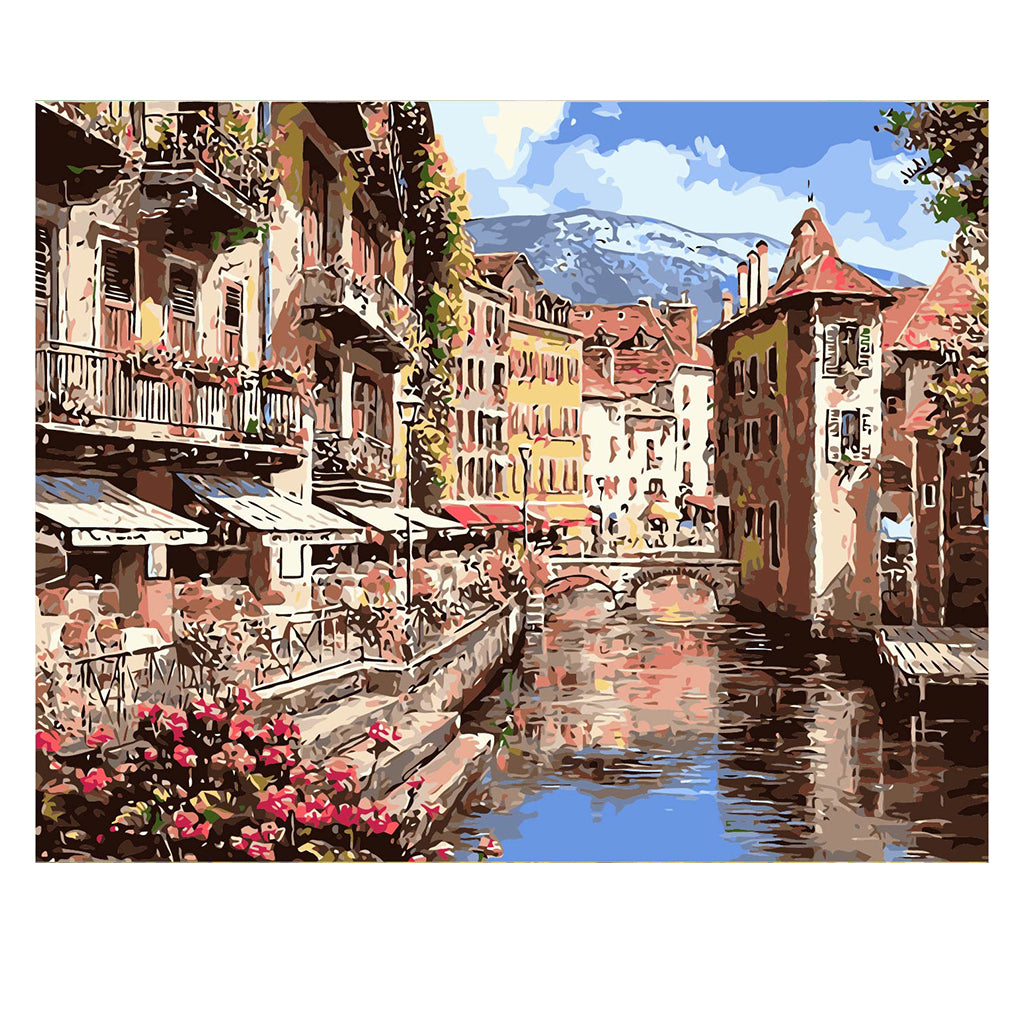 DIY Painting by number kit | Town by the river