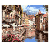 DIY Painting by number kit | Town by the river