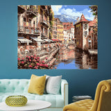 DIY Painting by number kit | Town by the river